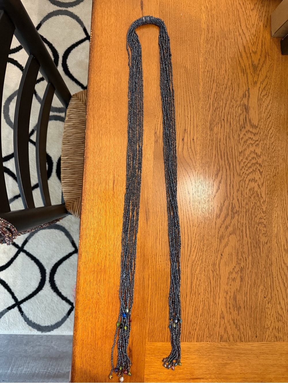 Multi-Strand Blue Beaded Open Necklace